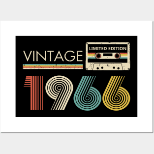 57th Birthday Vintage 1966 Limited Edition Cassette Tape Posters and Art